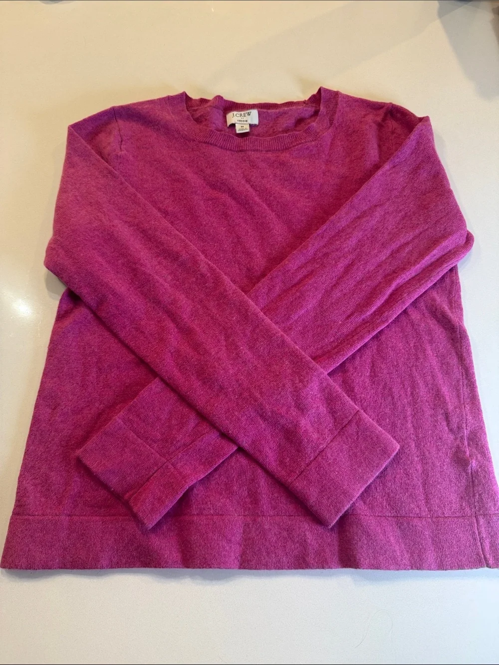 J.Crew Teddie Crewneck Cotton Wool Blend Sweater Fuchsia Pink | Size M